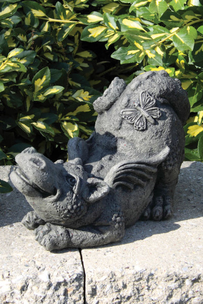 Lil Dragon Butterfly Garden Statue Playing Cement Massarelli Sculpture